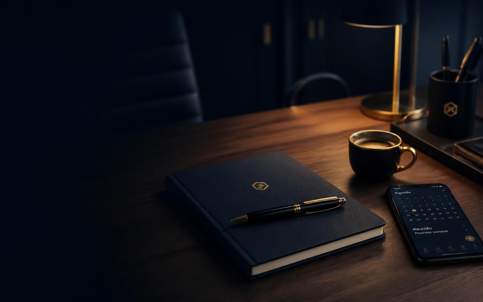Agenda e notebook executivo — vamos combinar uma conversa